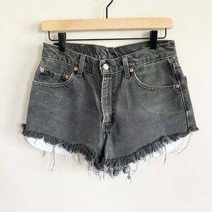 Levi's black Jean Shorts with Frayed Hem
